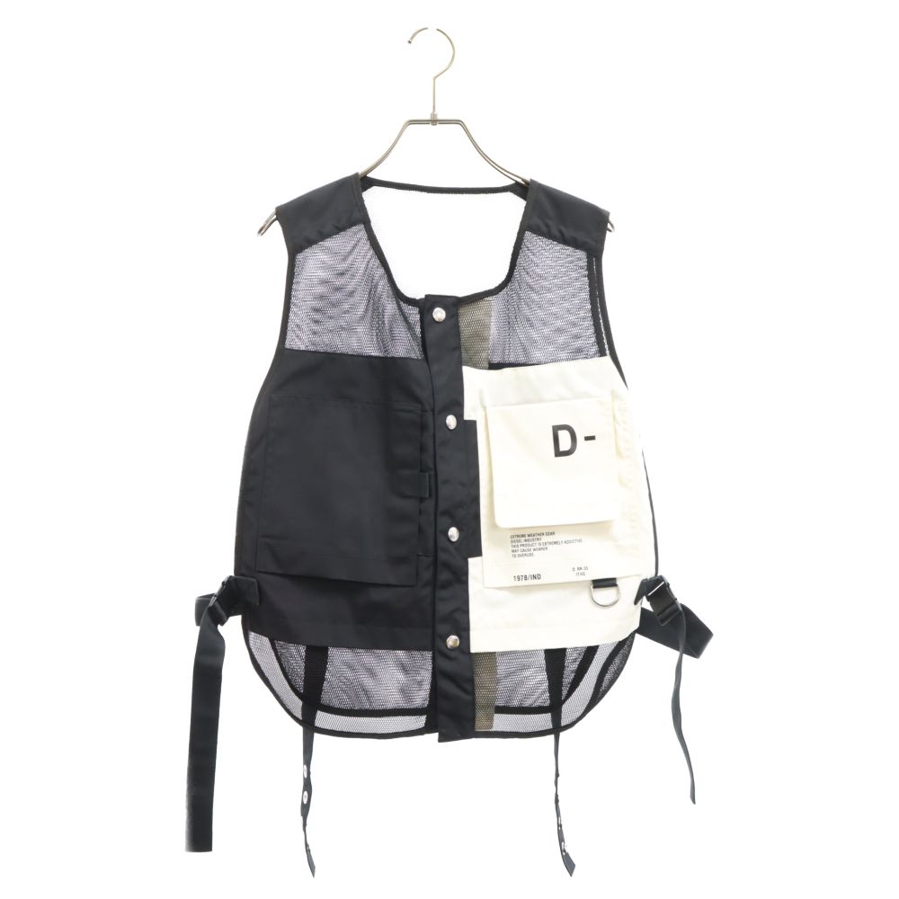 DIESEL ディーゼル メッシュベスト ブラック/ホワイト DIESEL (ディーゼル) ポケット付き異素材切替リバーシブルメッシュ