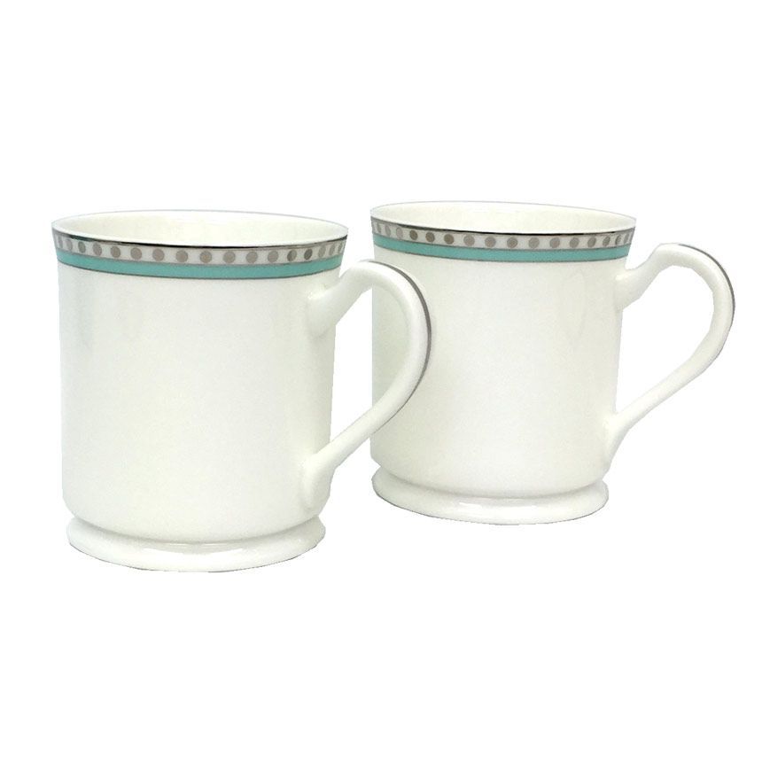 未使用 TIFFANY＆CO. ティファニー プラチナブルーバンドマグカップ ペア セット aq10843