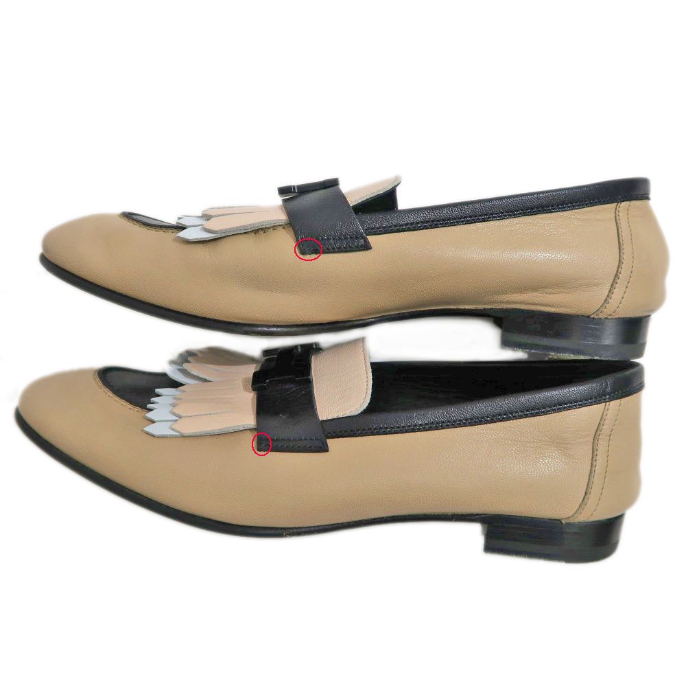 名東】エルメス モカシン ロワイヤル サイズ38 ベージュ ブラック