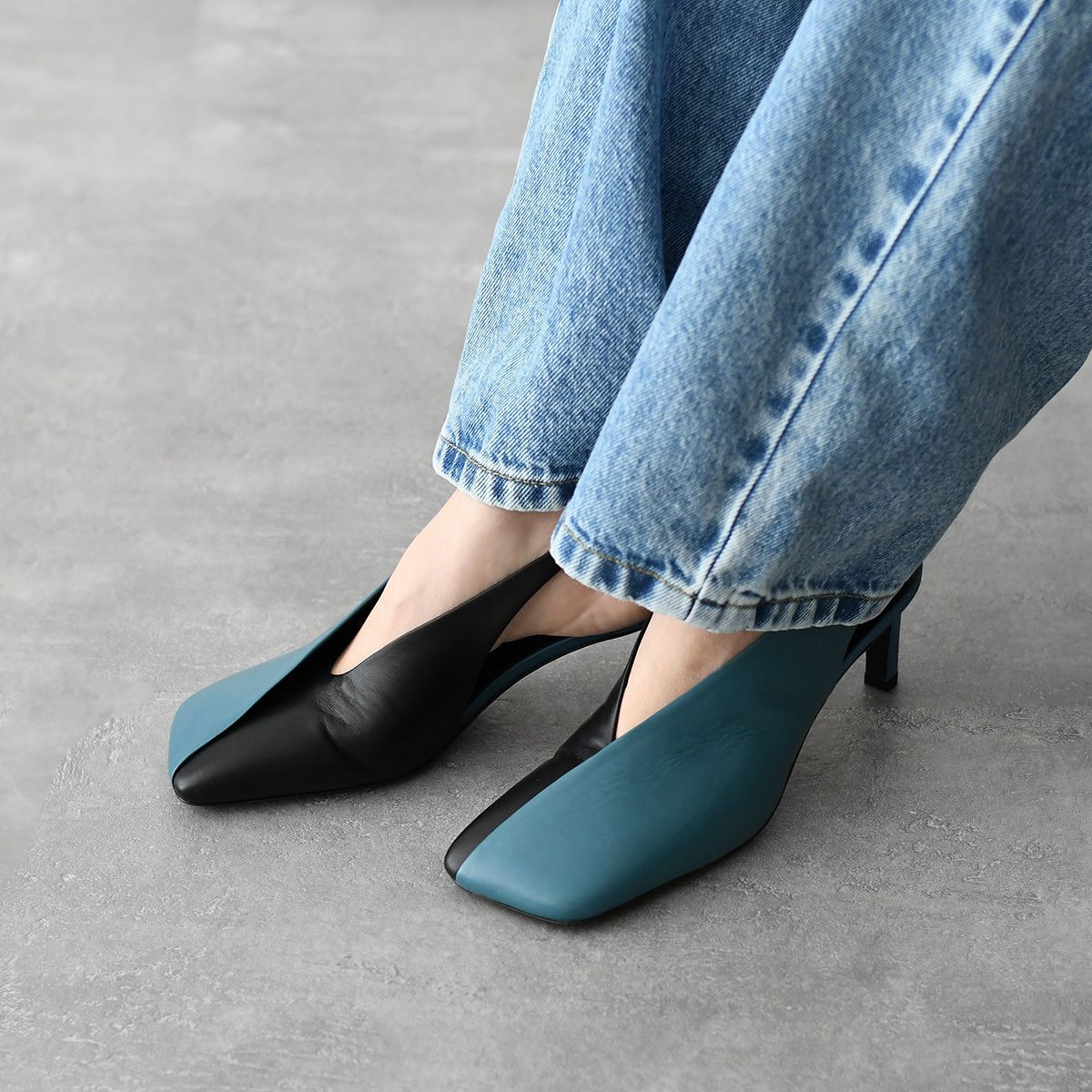 エルメス 鏡面レザー パンプス スクエアトゥ 太ヒール 箱&保存袋付