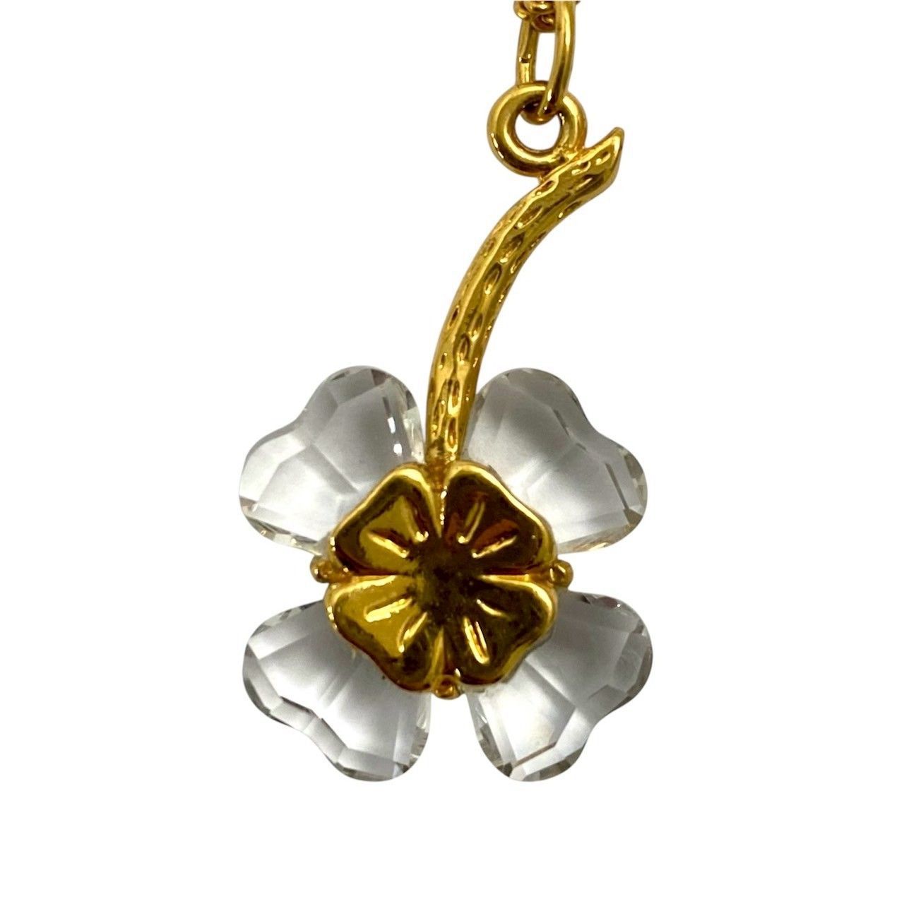 Y【SWAROVSKI】クローバー ネックレス クリスタル ゴールド/金カラー