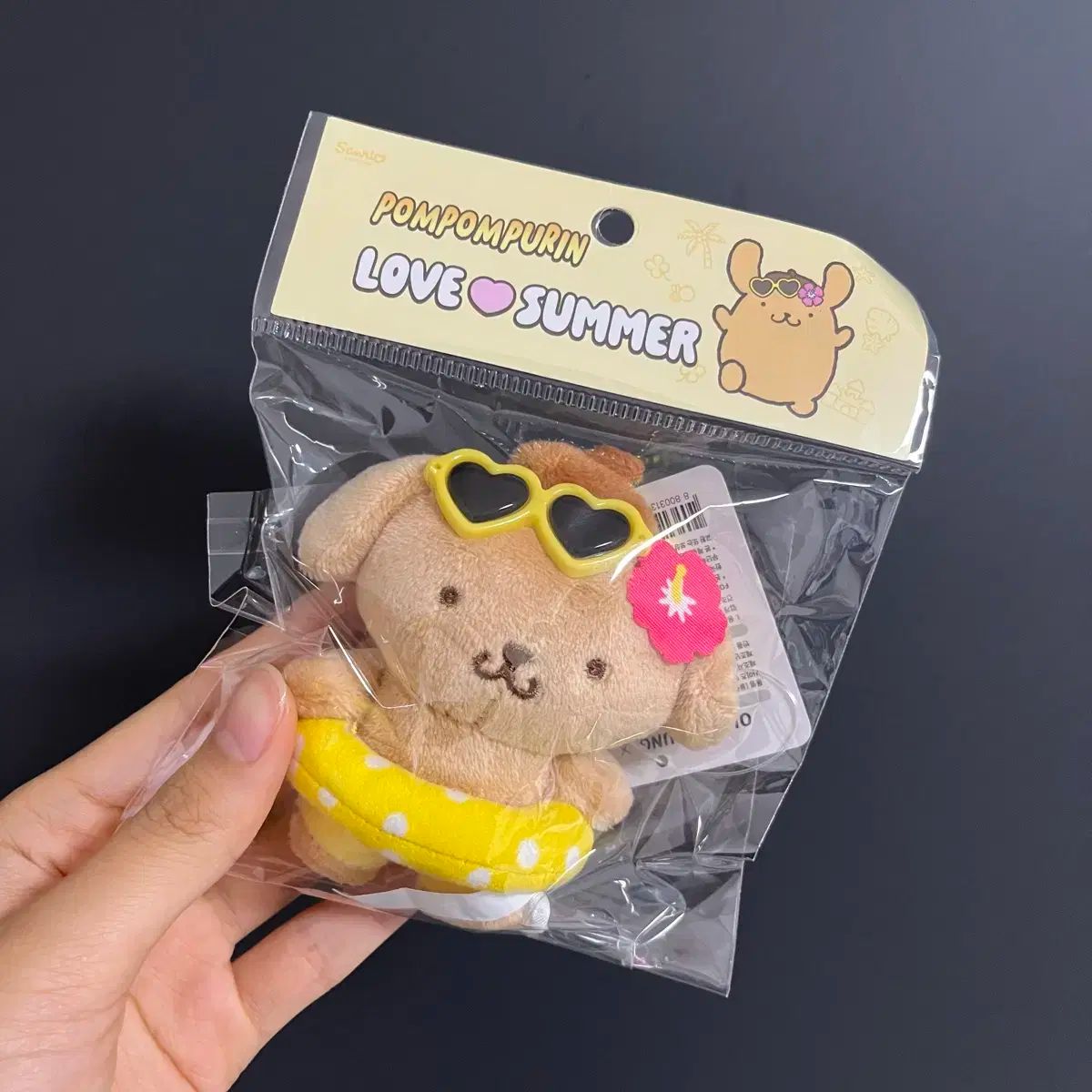 オリーブヤング　サンリオコラボ　ぬいぐるみキーホルダー　日焼けポムポムプリン ポムポムプリン - 韓国 限定 日焼け ポムポムプリン キーリング