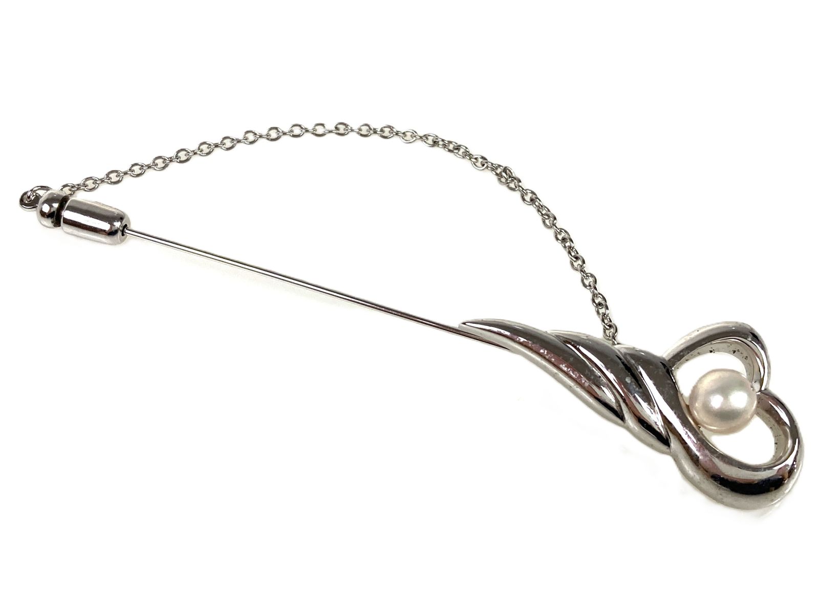 タサキ TASAKI 田崎真珠 アコヤパール 6.5㎜玉 ハート ピンブローチ