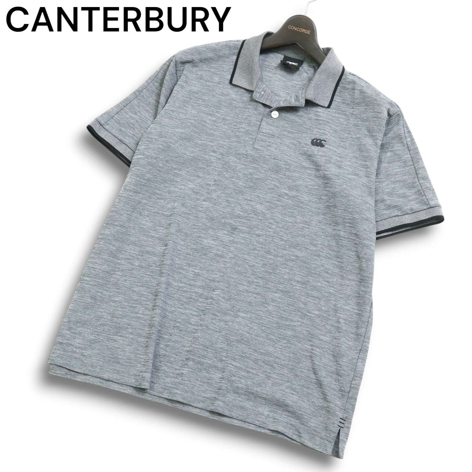激安大特価，大人気CANTERBURY カンタベリー ラグビー 春夏 ロゴプリント★ 半袖 ポロシャツ ラガーシャツ Sz.XL メンズ グレー 大きいサイズ ポロシャツ