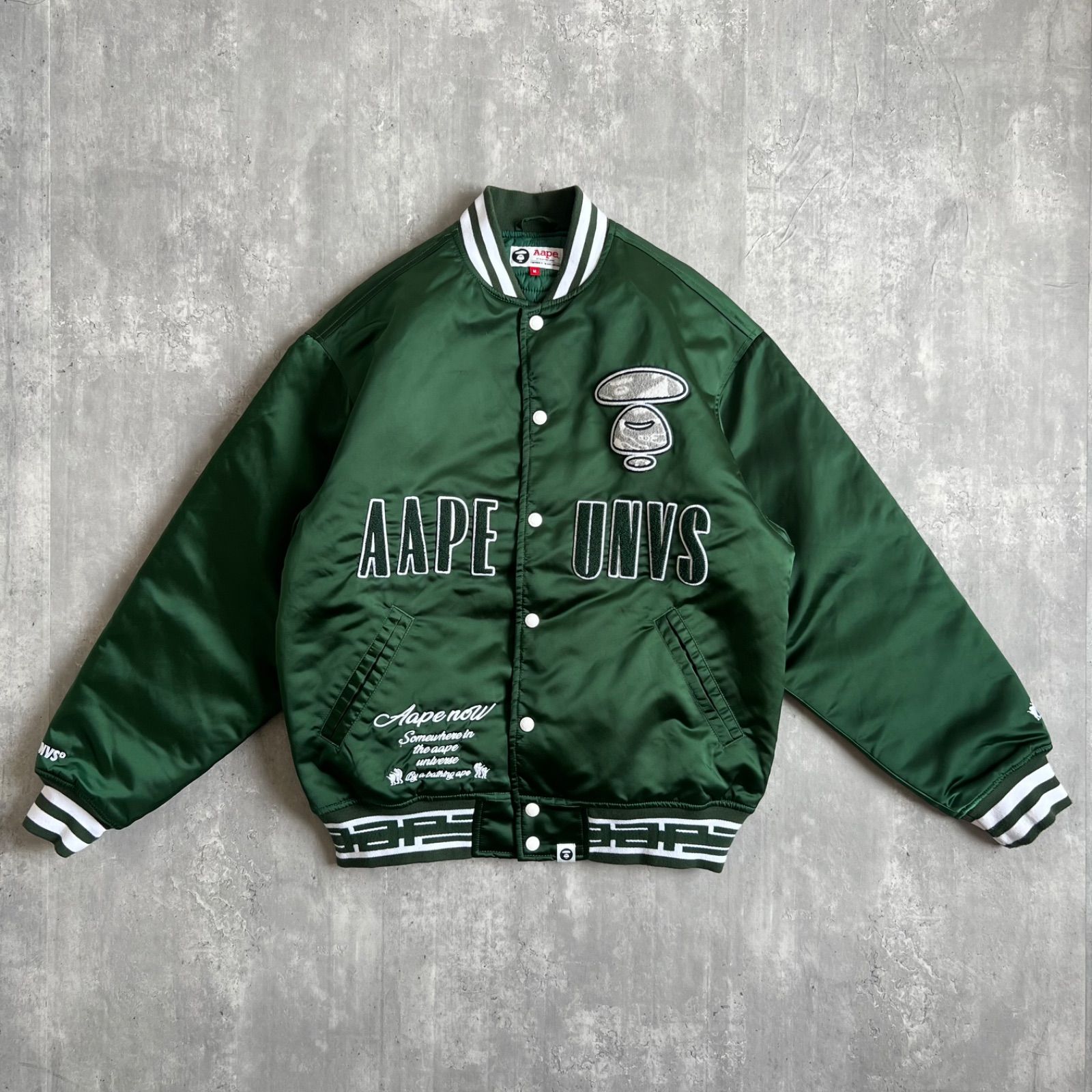 AAPE　アベイシングエイプ　UNIVERSE　サテンボンバージャケット　M AAPE BY A BATHING APE アベイシングエイプ UNIVERCE サテンボンバー