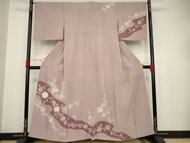 平和屋着物○本場染大島紬 訪問着 絞り 道長風景花文 正絹 逸品