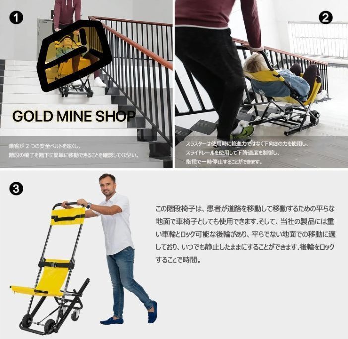折りたたみ式救急車チェア 段階