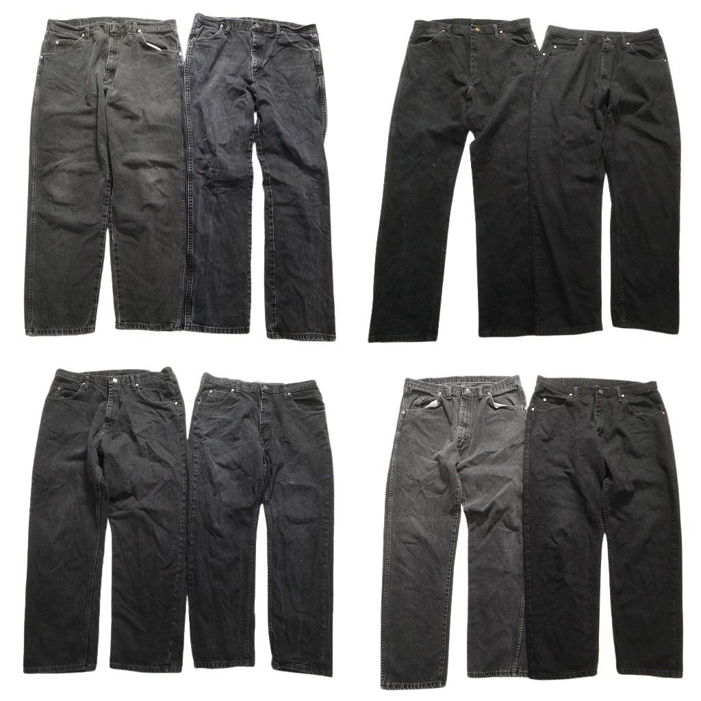 古着卸 Wrangler ラングラー ブラックデニム パンツ 8枚セット メンズ 36 フェード 皮パッチ アメカジ 古着 NA6449