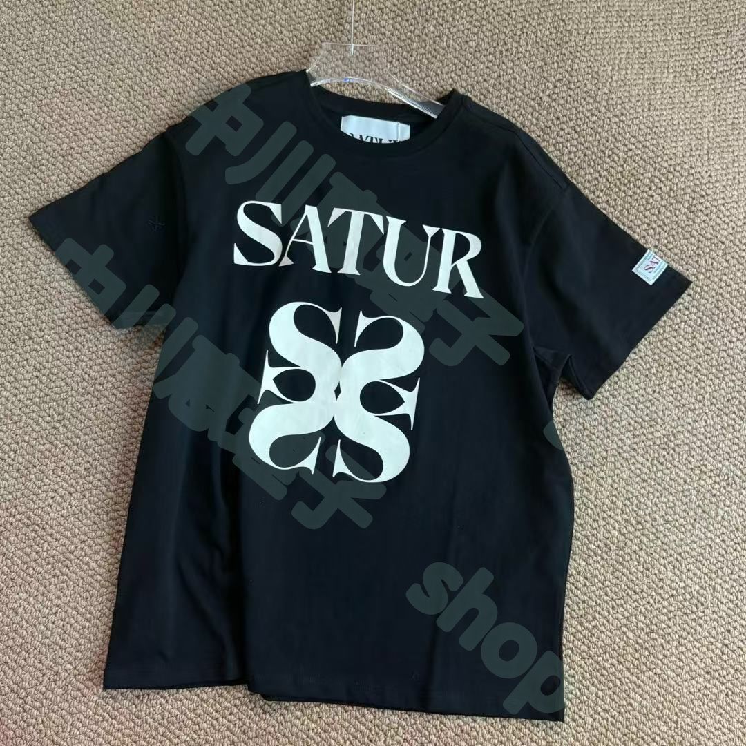 Satur logo 韓国人気 Tシャツ 半袖 Satur ロゴトップス 男女
