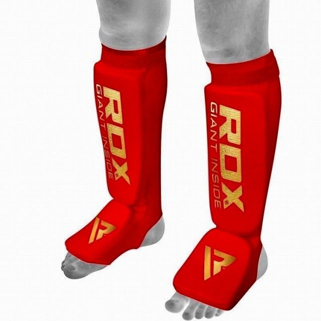 RDX ボクシング キックボクシング プロテクター 【 レッド XLサイズ 】 レガース 格闘技 シンガード レッグガード 空手 すねあて サポーター レッグサポータ 総合格闘技 ファールカップ