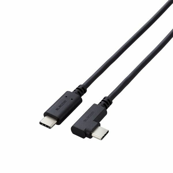 【新品・7営業日以内発送】ELECOM エレコム U2C-CCLY10NBK USB TypeCケーブル USB－C to C 1m L字 やわらか 充電／データ転送用 PD 60W 3A USB2．0 ブラック U2CCCLY10NBK【沖縄離島販売不可】