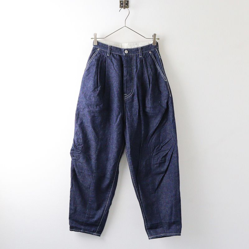 ミナペルホネン インディゴデニム　34 美品 定価5.2万 2024 ミナペルホネン mina perhonen every day タック