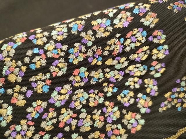 平和屋着物◎九寸開き名古屋帯 鴛鴦更紗花文 金糸 正絹 逸品