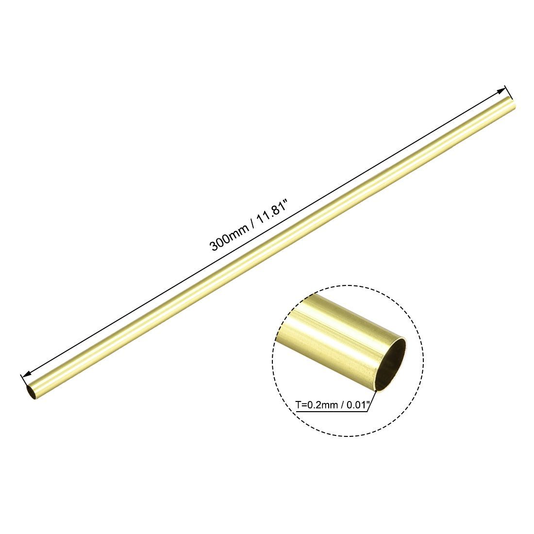 uxcell 真鍮丸管 300 mm長さ 0.2 mm壁厚さ シームレスストレートパイプ