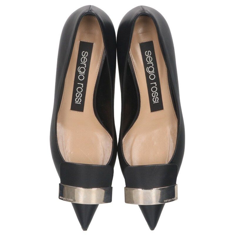 プレートヒールパンプス レディース