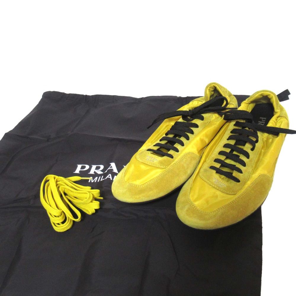 美品 24AW PRADA プラダ リサイクルナイロン×スエード ローカット エラ