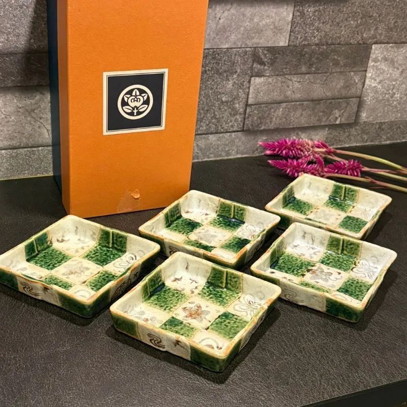 たち吉 市松 小皿 5枚セット・化粧箱付 織部 菱形 - メルカリ