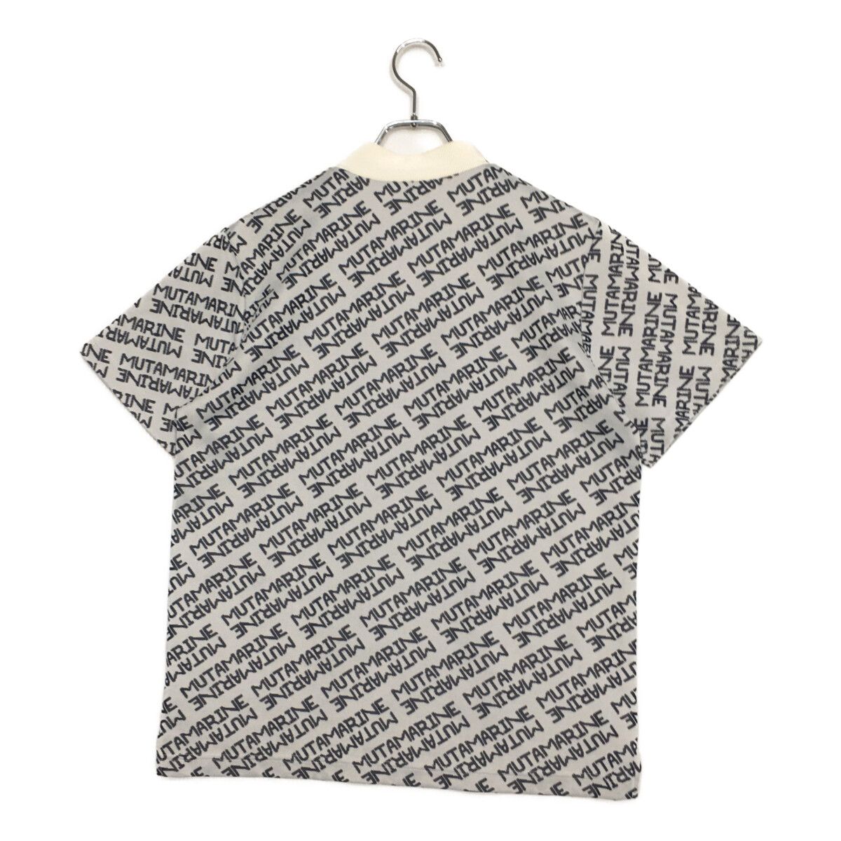 メンズ ムータマリン muta MARINE 半袖シャツ 5 M 白×紺 ホワイト モックネック ロゴ総柄