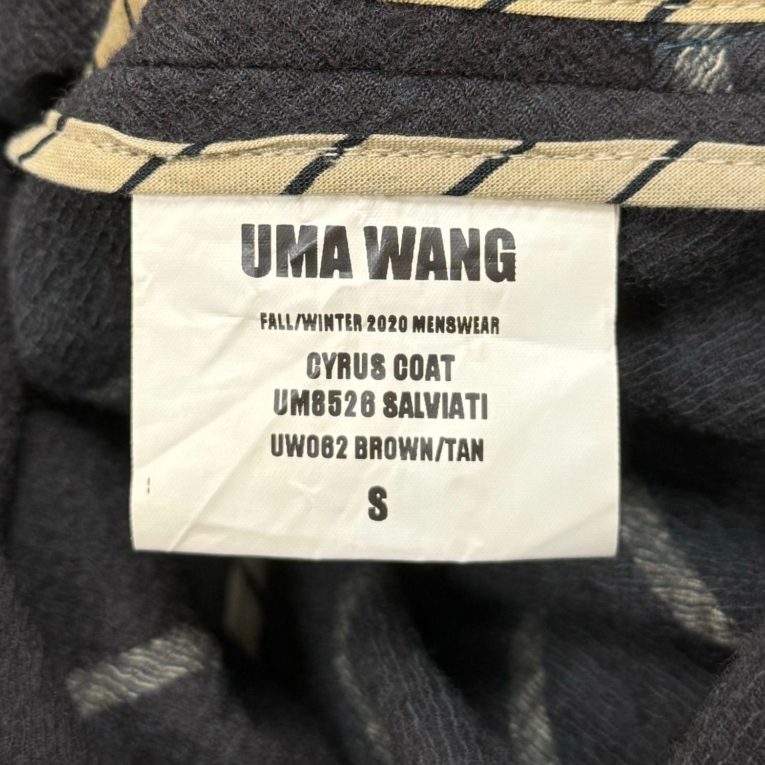 定価190300円 美品 UMA WANG 20AW Cyrus Coat サイラス ストライプ 