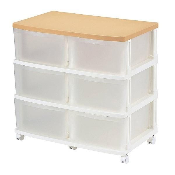 収納ケース エミング 深型ストッカー 木天板 ナチュラル天板 2個セット