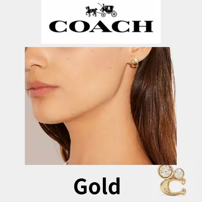 【新品未使用】コーチ　シグネチャー クリスタル クラスター スタッド ピアス COACH - 【新品未使用】コーチ シグネチャー クリスタル
