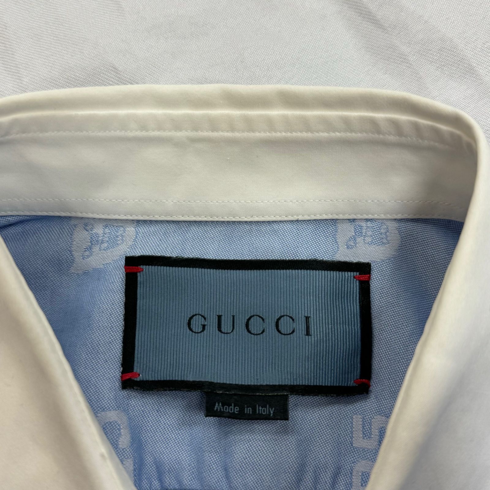 国内正規 GUCCI パンサー ハート 刺繍 クレリック ジャガード シャツ 