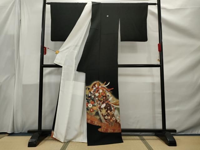平和屋着物□豪華黒留袖 作家物 鳳凰花文 暈し染め 金彩 正絹