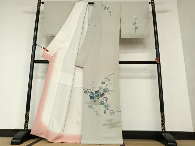 平和屋着物●金丸充夫　訪問着　スグリ　暈し染め　正絹　逸品　AAAW9241zg 平和屋着物○金丸充夫 訪問着 スグリ 暈し染め 正絹 逸品 AAAW9241zg