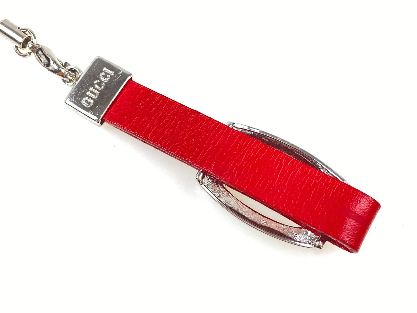 GUCCI レザー携帯ストラップ GUCCI Leather Cell Phone Strap GG Logo Reddish Brown made