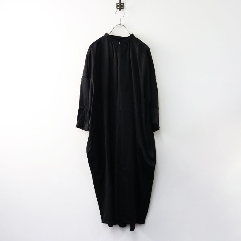 スズキタカユキ suzuki takayuki slip-on dress 光沢 スリッポンドレス グロッシーブラック|黒 ロング丈 サテン 2400014415704