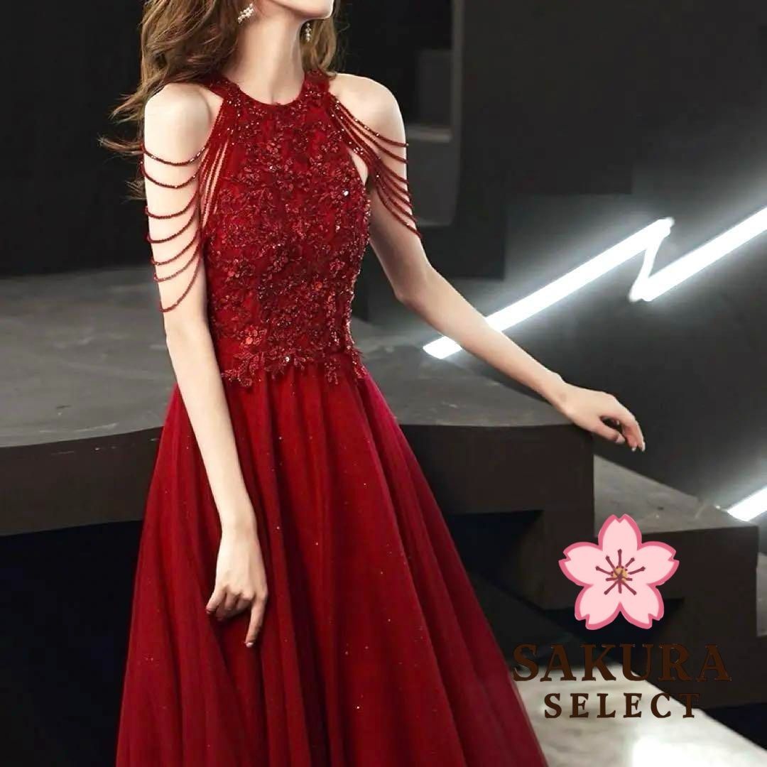 ビジューの美しい チュールイブニングドレス♩.• ビジューの美しい チュールイブニングドレス?.? - メルカリ