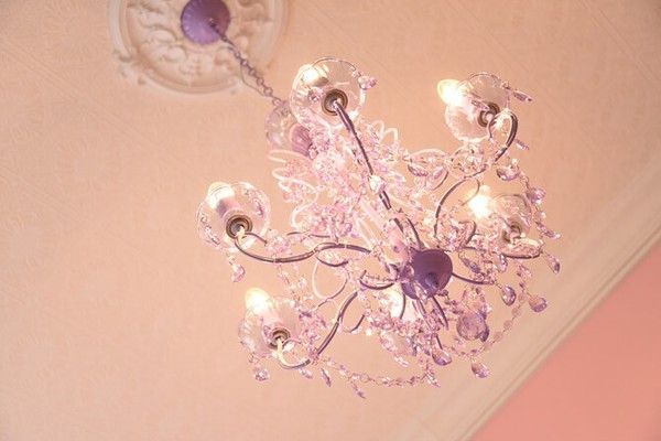 LED簡単取付 シャンデリア 6灯ラベンダー