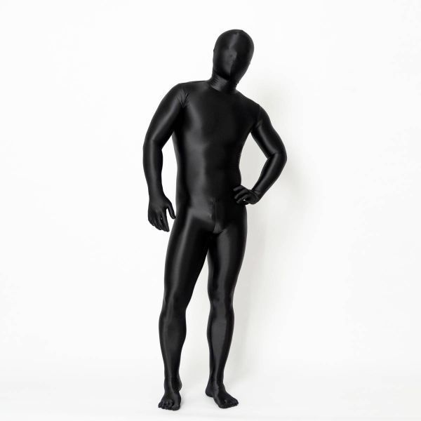 【名入れ無料】 全身タイツ コスプレ ゼンタイ Lサイズ 男性女性兼用 黒 超光沢 コスプレ衣装