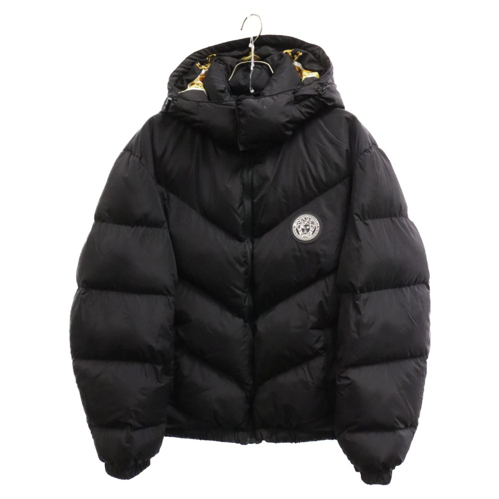 VERSACE (ヴェルサーチ) フード付き 総柄リバーシブルダウンジャケット 