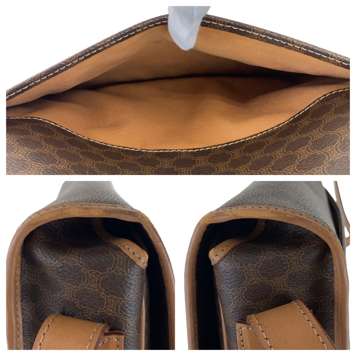 CELINE セリーヌ マカダム ブラウン ゴールド金具 PVC /レザー