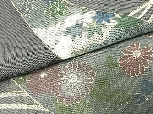 平和屋着物▽訪問着 無双 紗袷 紗×紗 草花文 金彩 ロング丈 正絹 逸品