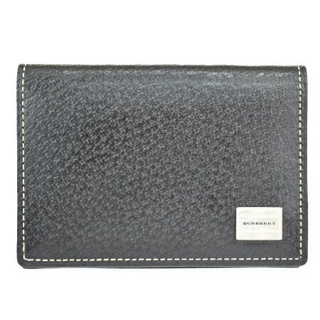 【中古】 美品 バーバリー BURBERRY カードケース 名刺入れ パス 定期 ノバチェック ブラック レザー 07MK111