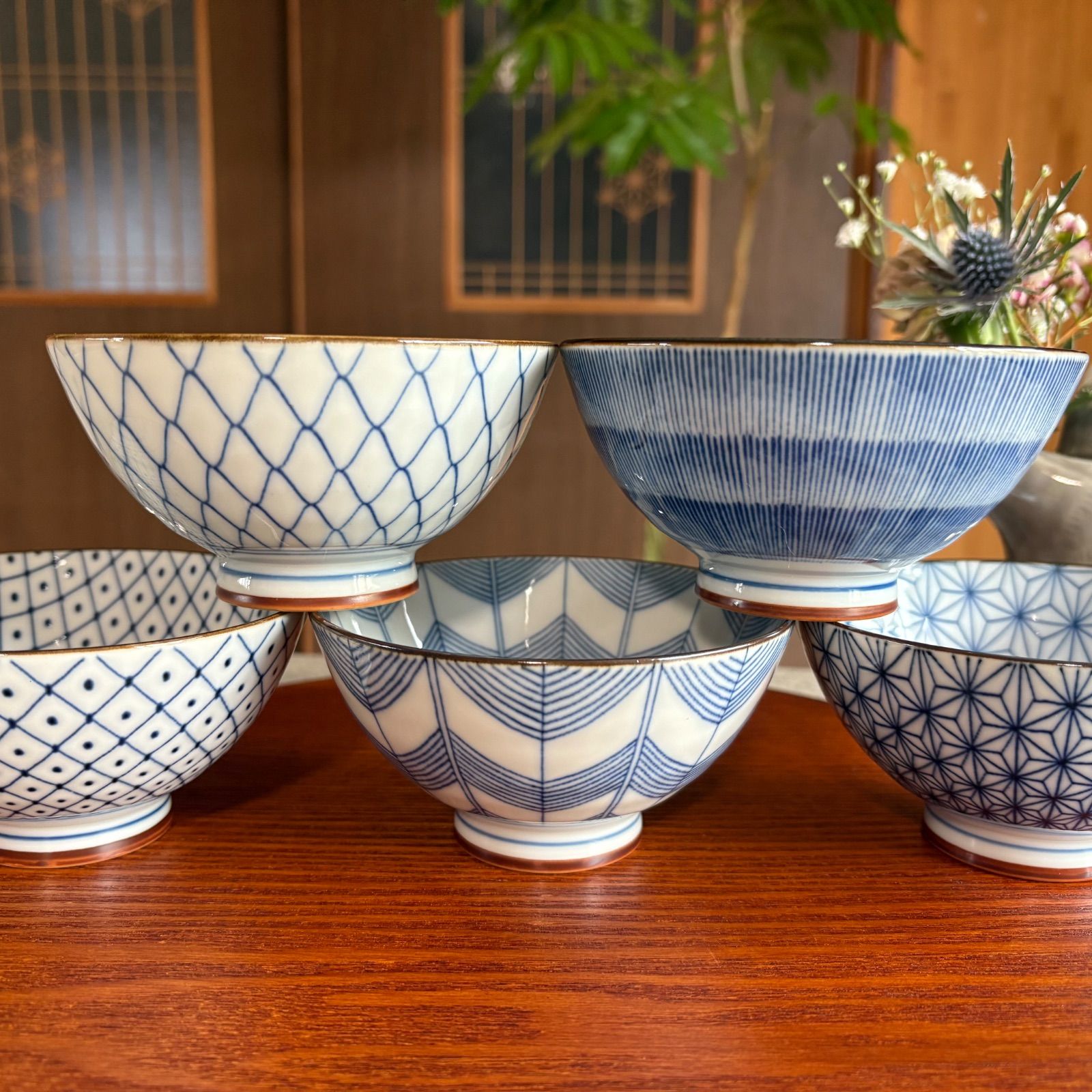美濃焼 定園窯 山水絵柄 どんぶり鉢 松竹梅 お茶碗まとめ売り 工芸品 焼物① うつわ どんぶり 小鉢