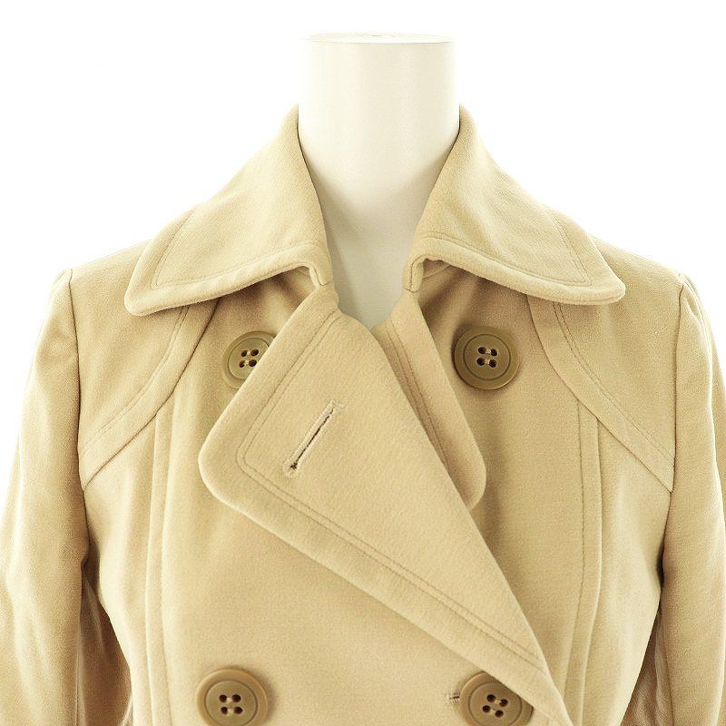 美品バーバリーブルーレーベル　ピーコート　ベージュ　チェック　38 バーバリーブルーレーベル BURBERRY BLUE LABEL Pコート