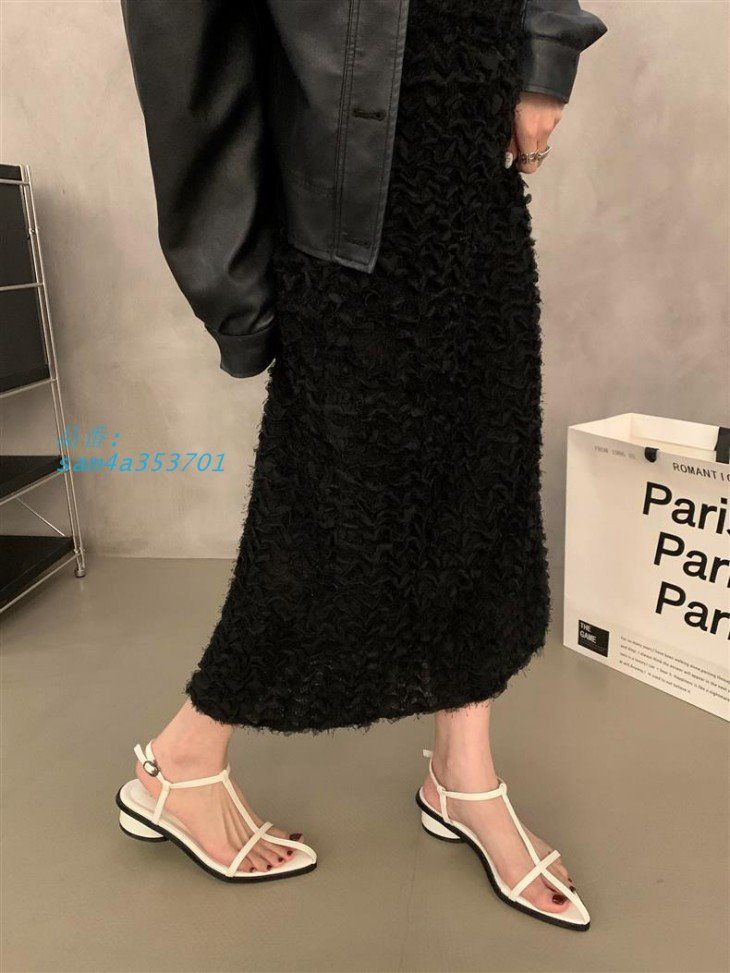 ストラップサンダル ヒール スクエアトゥ キレイめ 華奢ストラップ 美脚 脚長効果 宅込 送料無料 am4a353701 KIN-KAAI_COM