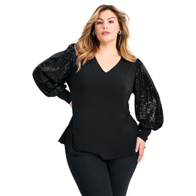 売れ筋商品|||ミスク シャツ トップス レディース Plus Size Embellished Blouse Black Embellished Plus Size Shirts & Tops - Macy's