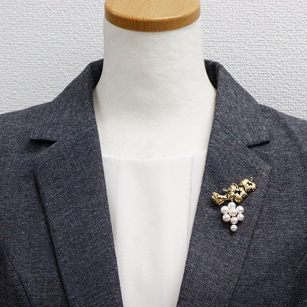 ミキモト K18YG アコヤ 真珠 ブローチ 径約5.9-7.4mm ぶどう MIKIMOTO