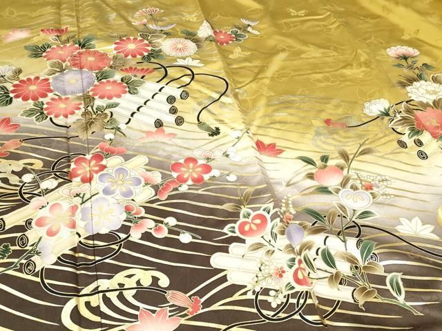 平和屋着物□訪問着 流水花筏文 暈し染め 金銀彩 正絹
