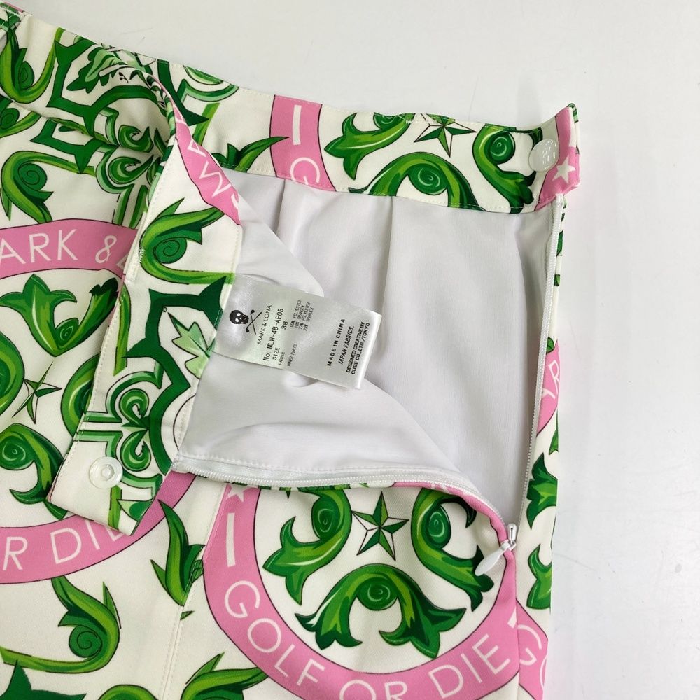 2024マークアンドロナスカート38 MARK&LONA マークアンドロナ スカート 黒×白 ウエストゴム ロゴ