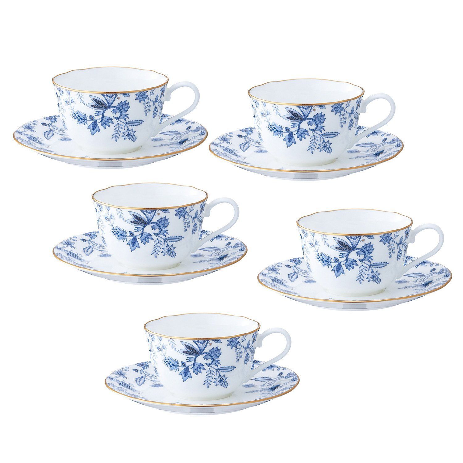 05 5客セット Noritake ノリタケ カップ - ソーサー セット コーヒー ティー 兼用 220cc ブルーソレンティーノ 5客 ボーンチャイナ F59387A|4562