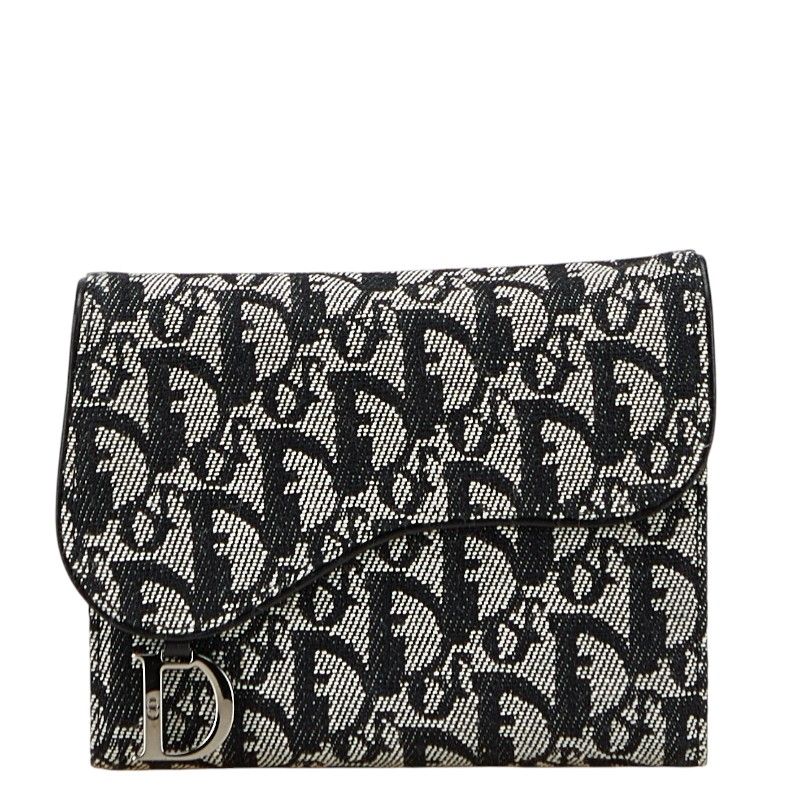 ディオール オブリーク トロッター サドル ブラック キャンバス レザー レディース Dior 1-0223670