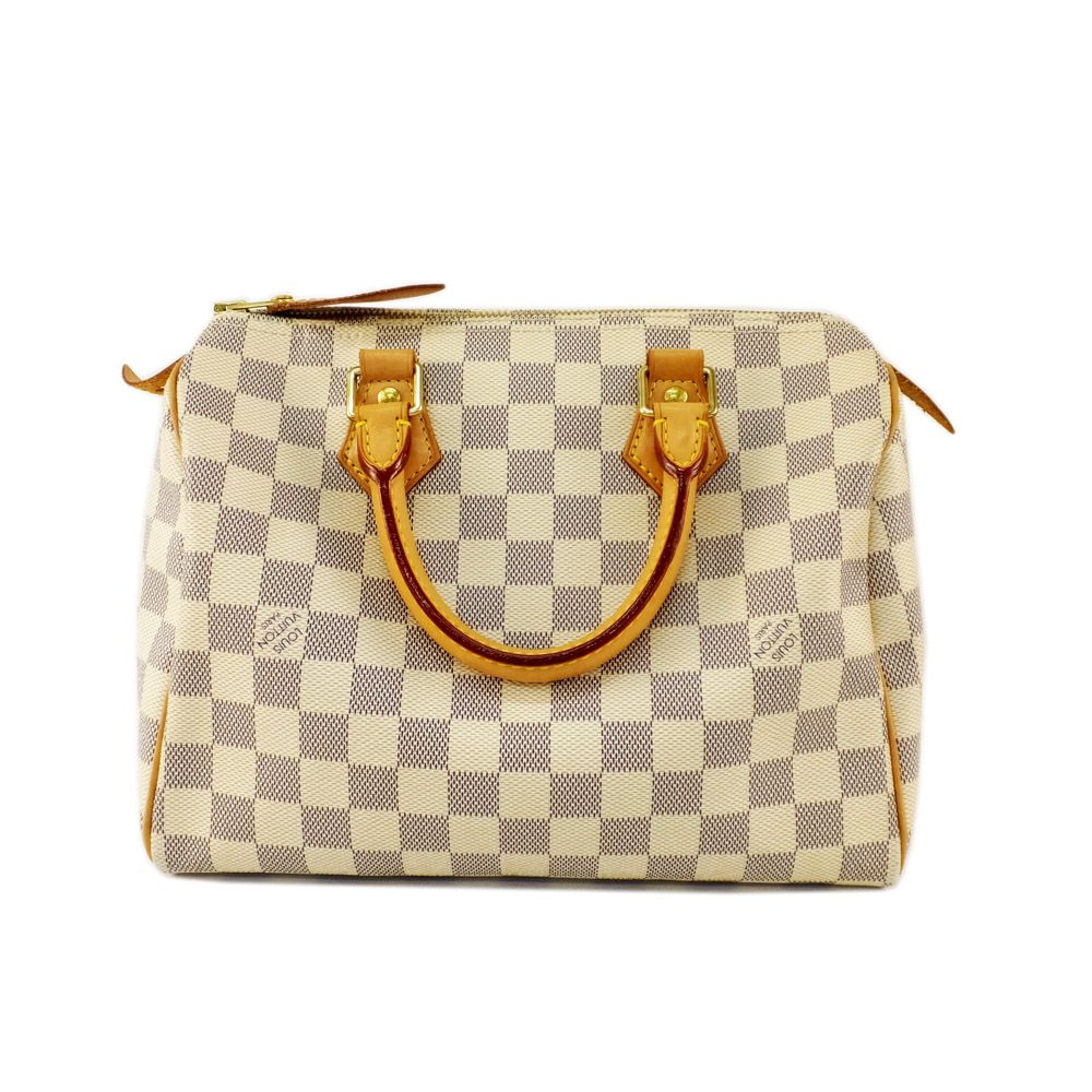 天白 ルイヴィトン スピーディ25 M41534 ダミエアズール キャンバス ベージュ系 ハンドバッグ ゴールド金具 鞄