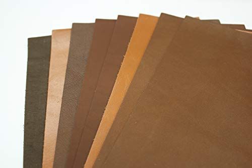 A4×8枚_茶系 10cube Leathermartレザークラフト用革はぎれパック (A4×8枚， 茶系) 本革 天然皮革