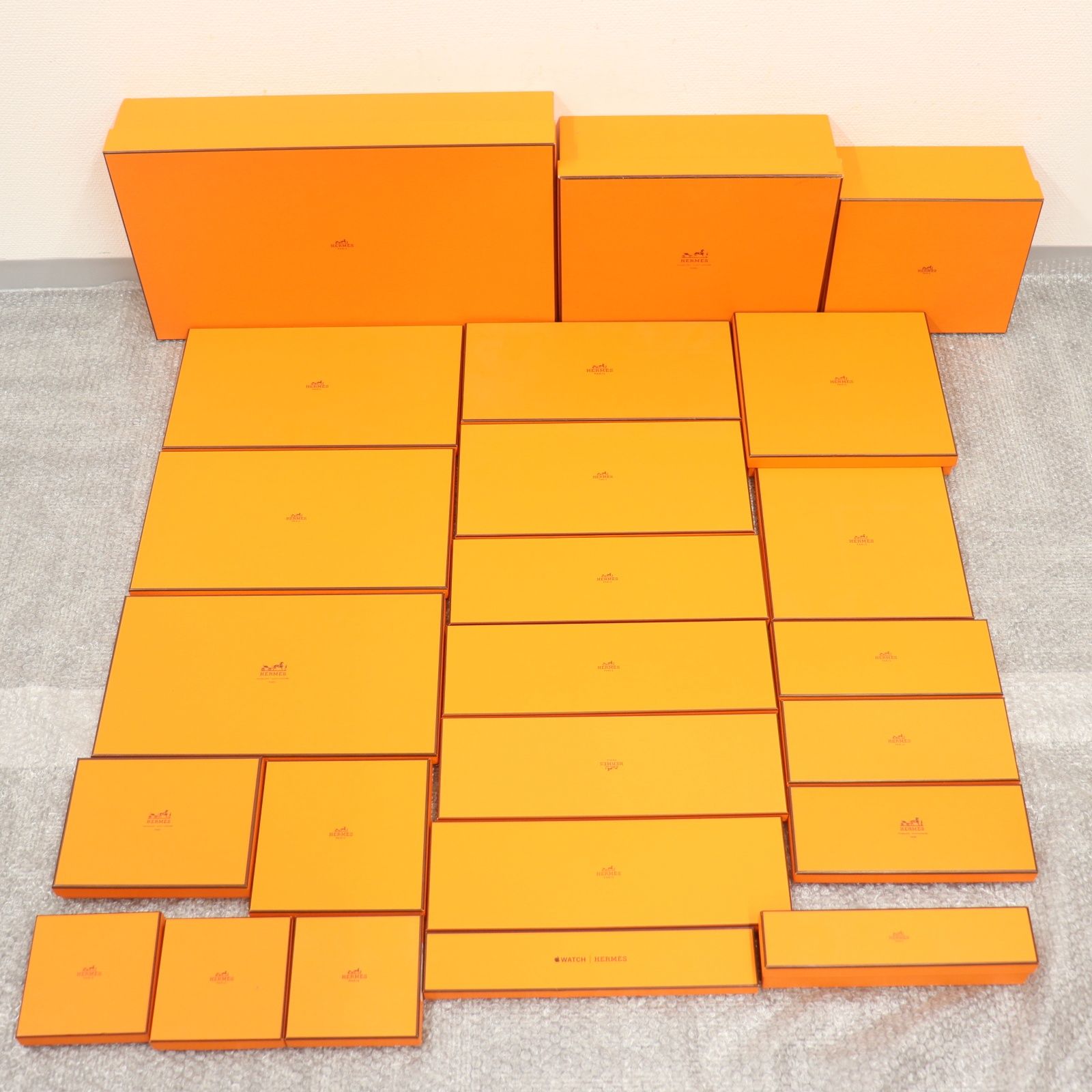 ITPBJGMP08OQ HERMES エルメス BOX ショッパー 純正 紙袋 オレンジ 空き箱 ボックス まとめ売り リボン ショッパー60枚 箱50個