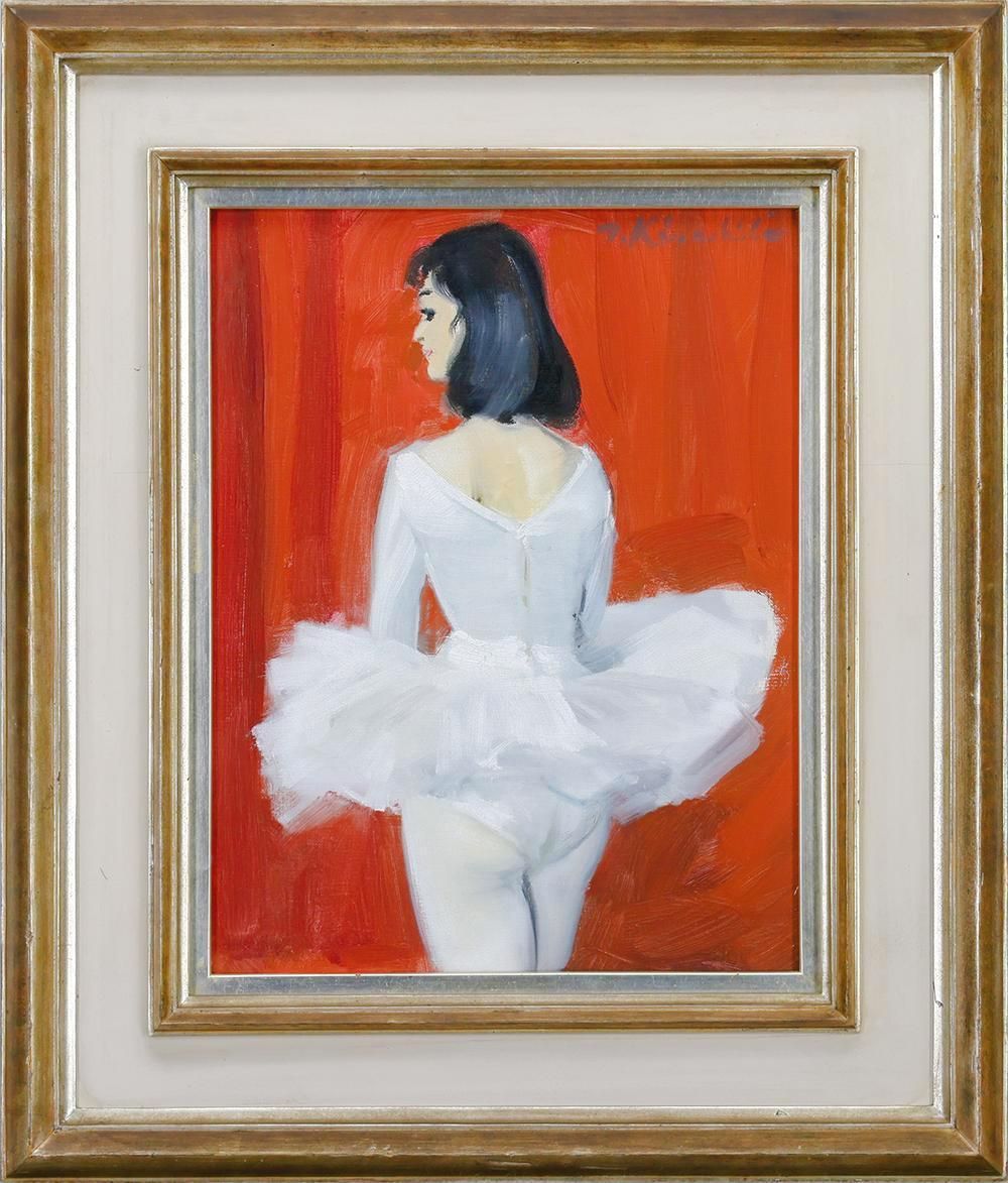 真作 WISH 木下孝則 油彩 6号 気品あふれる後ろ姿 純白のバレリーナ 〇物故巨匠 日展評議員 一水会創立会員 25093207